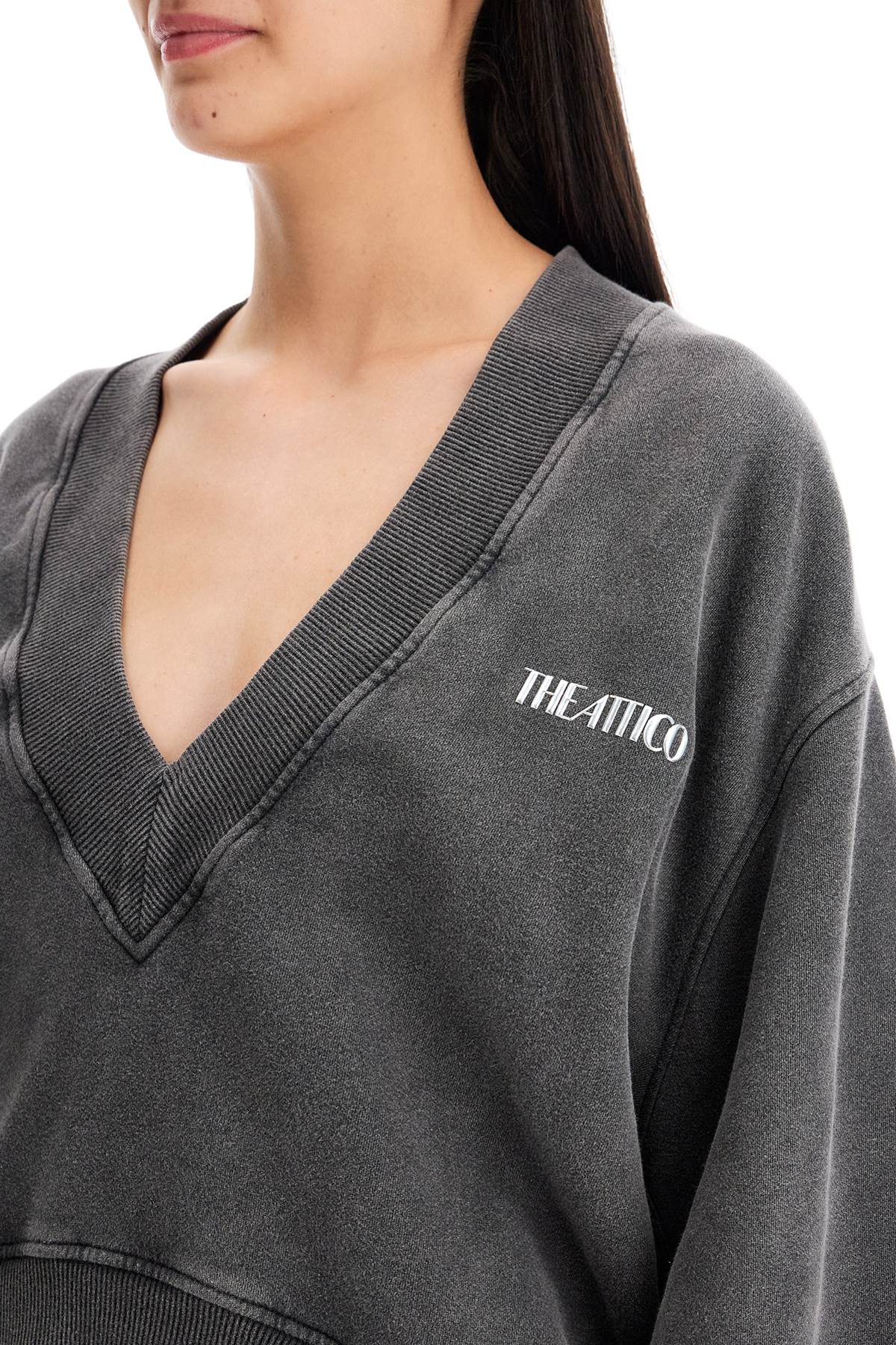 The Attico "oversized V Neck Sweatshirt   Grey