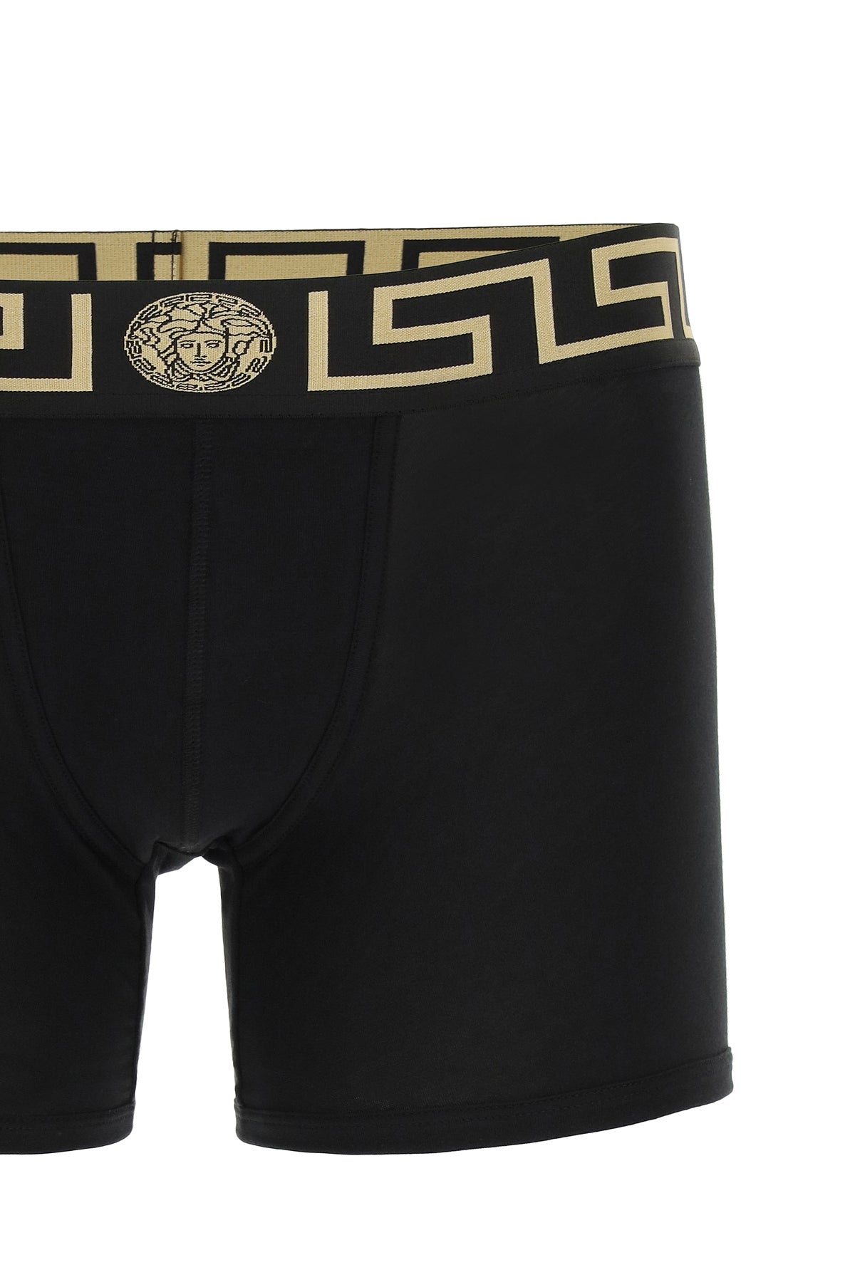 Versace Bi Pack Underwear Trunk With Greca Band   Black