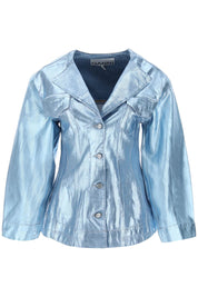 Ganni Foil Denim Jacket   Light Blue