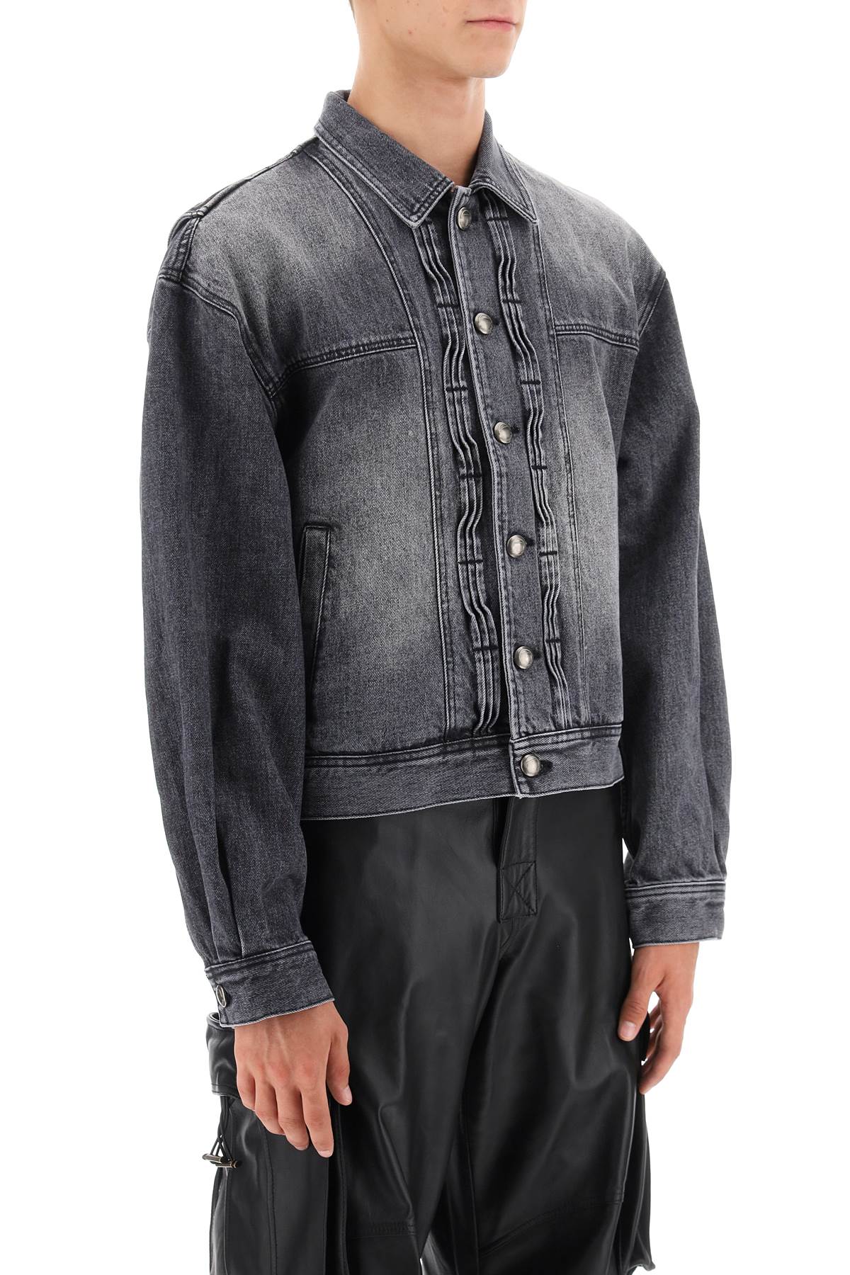 Andersson Bell Denim Jacket With Wavy Details   Grey