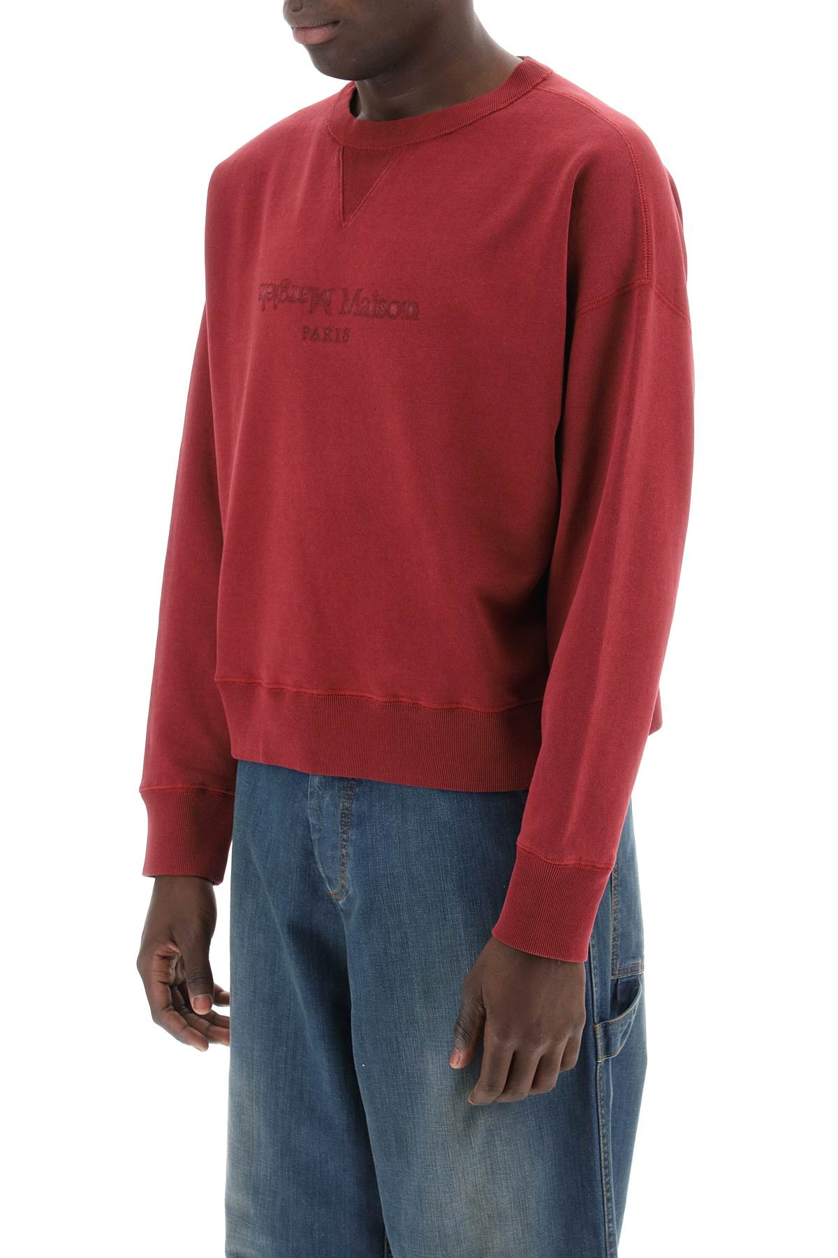 Maison Margiela Reverse Logo Sweatshirt With Hood   Red