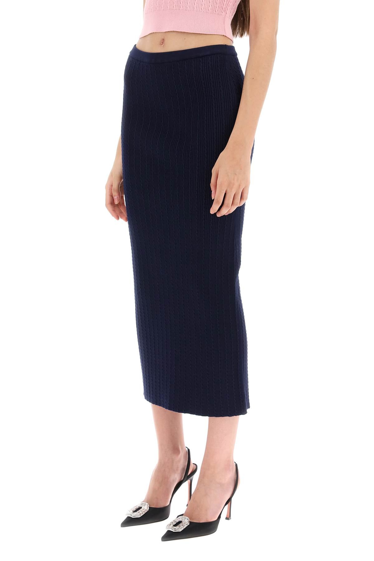 Alessandra Rich Knitted Pencil Skirt   Blue