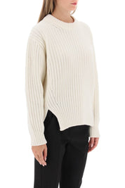 Moncler Crew Neck Sweater In Carded Wool   White