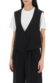 Ami Alexandre Matiussi Virgin Wool Pinstripe Waistcoat   Black