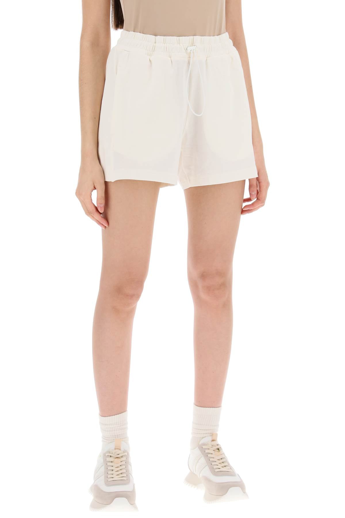 Moncler Sporty Shorts With Nylon Inserts   White