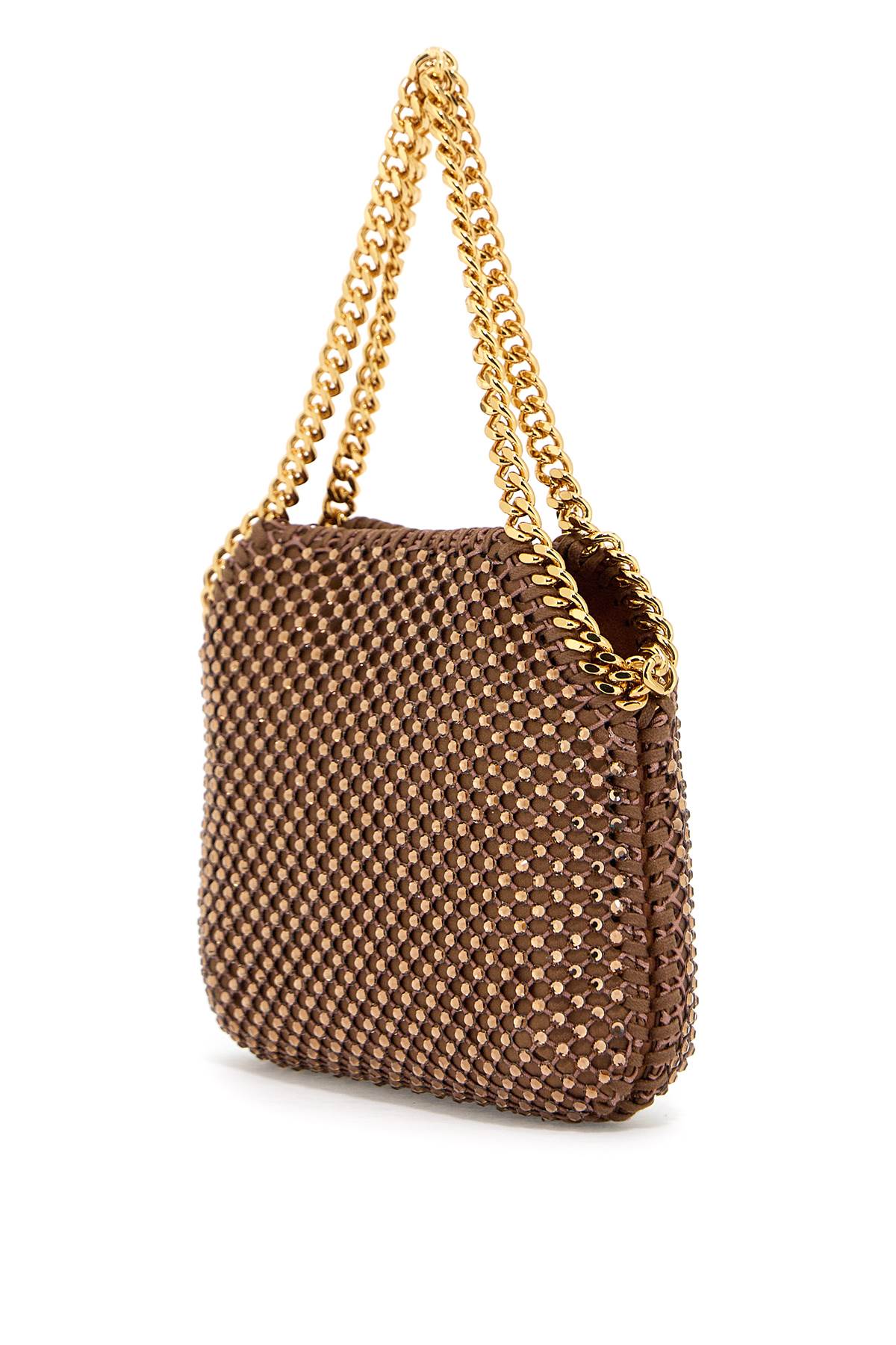 Stella Mc Cartney Falabella Mini Bag With Mesh And Crystals   Brown