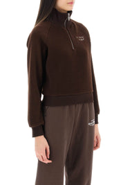 Sporty Rich Quarter Zip Sherpa Fleece Sweatshirt   Brown