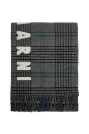 Marni Double Check Wool Scarf In 8   Grey