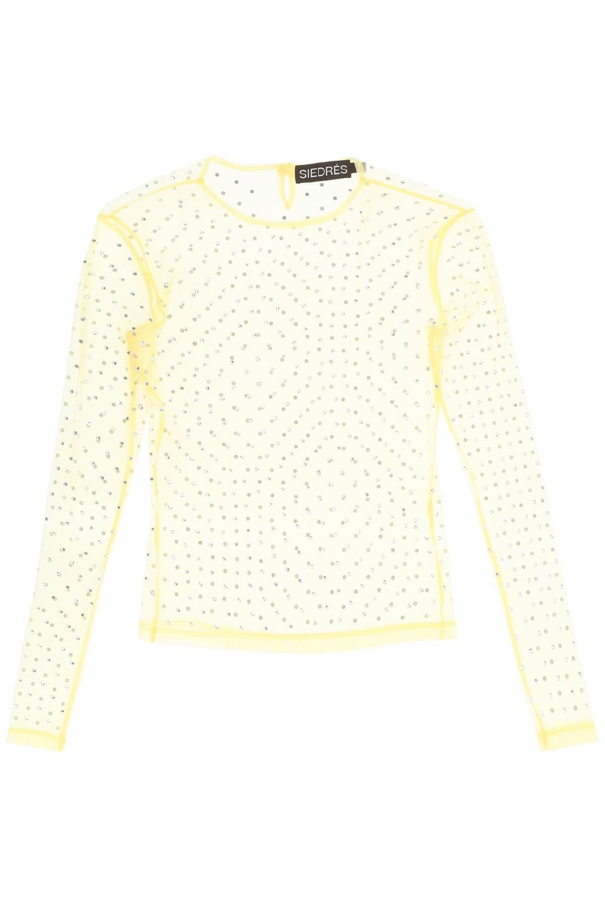 Siedres 'Desta' Rhinestone Mesh Top   Yellow