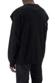 Mm6 Maison Margiela Replace With Double Quotesweatshirt With Cut Out And Numeric   Black