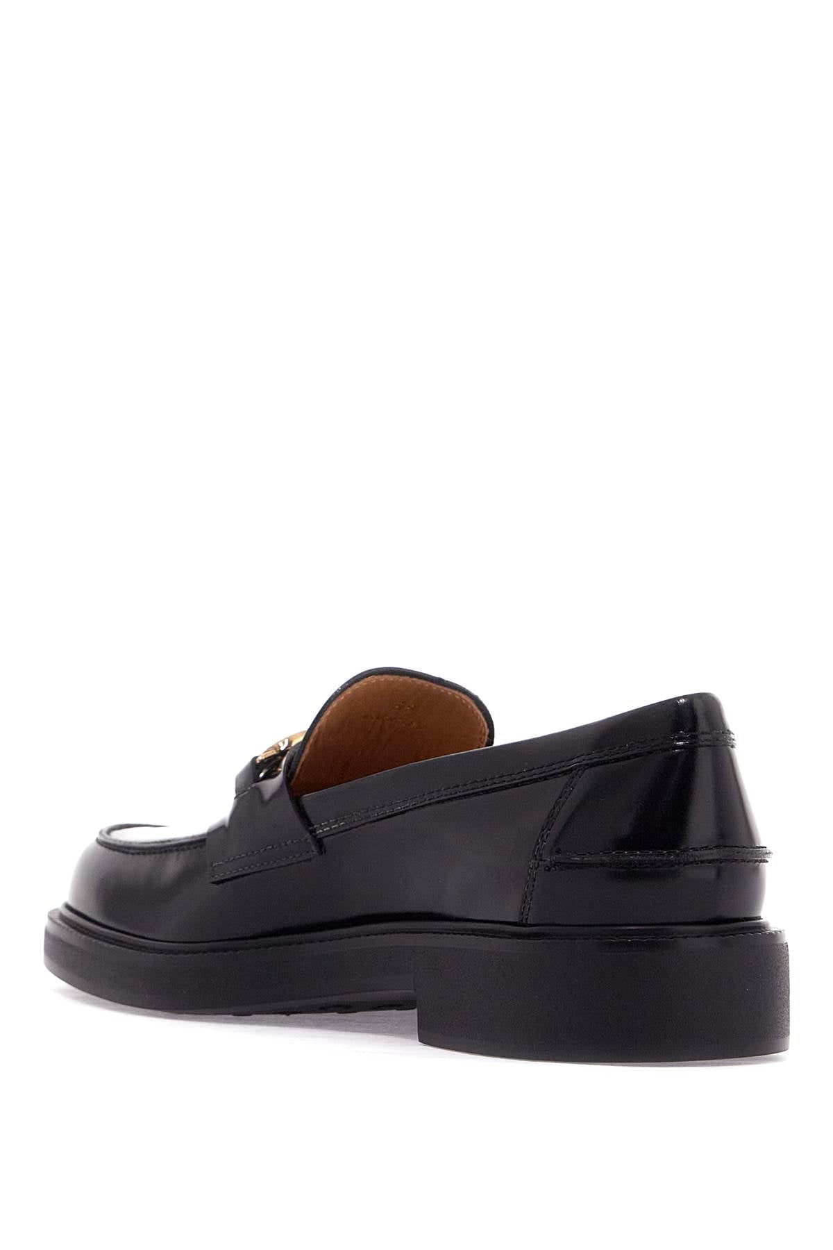 Tod's Metal Logo Loafers With Metal Detailing   Black