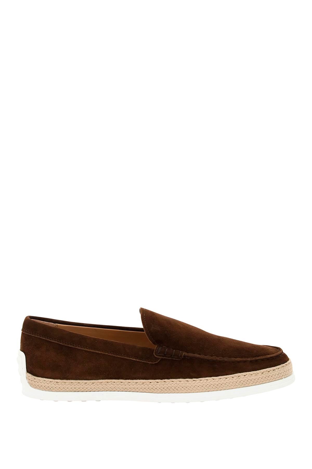 Tod's Suede Slip On With Rafia Insert   Brown