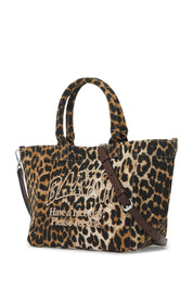 Ganni Replace With Double Quoteleopard Print Tote Bag   Black