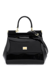 Dolce & Gabbana Patent Leather 'Sicily' Handbag   Black