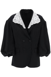 Simone Rocha Replace With Double Quoteoversized Blazer With Lace   Black