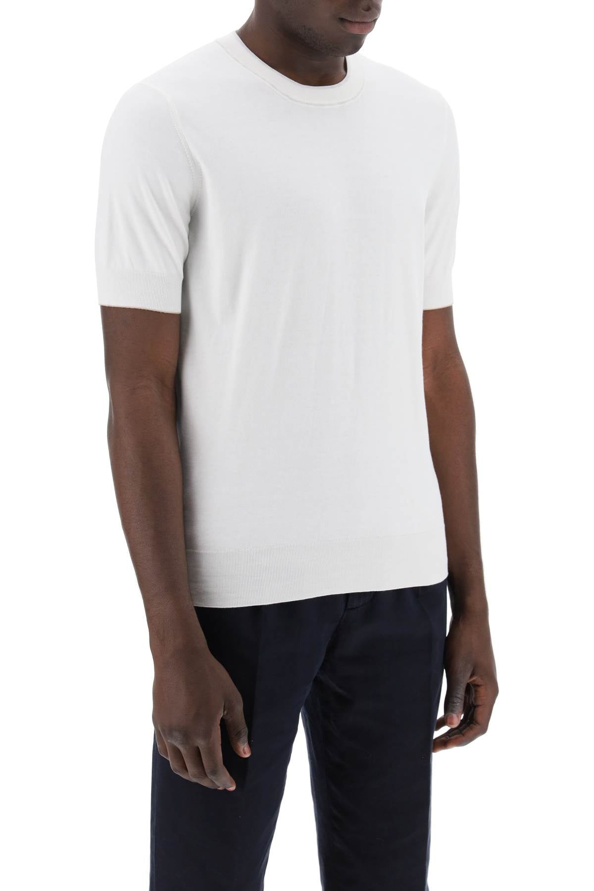 Brunello Cucinelli Cotton Yarn T Shirt For Men   White