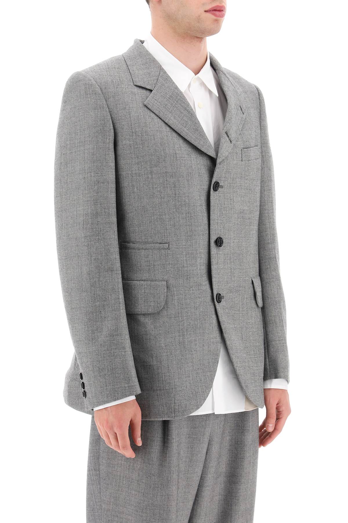 Comme Des Garcons Homme Plus Salt And Pepper Wool Jacket   Grey