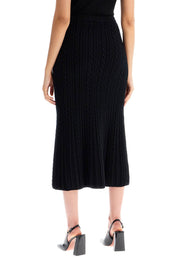 Alessandra Rich Replace With Double Quoteknitted Midi Skirt With Cable Knit   Black