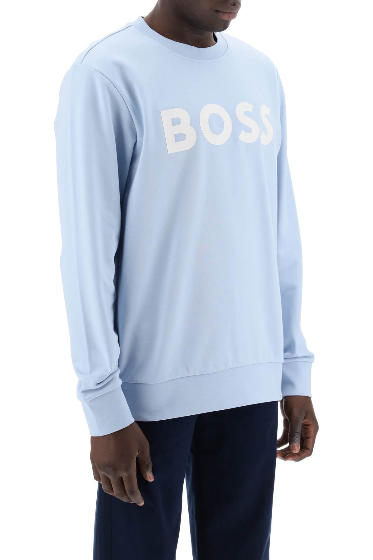 Boss Soleri Logo Sweat   Light Blue