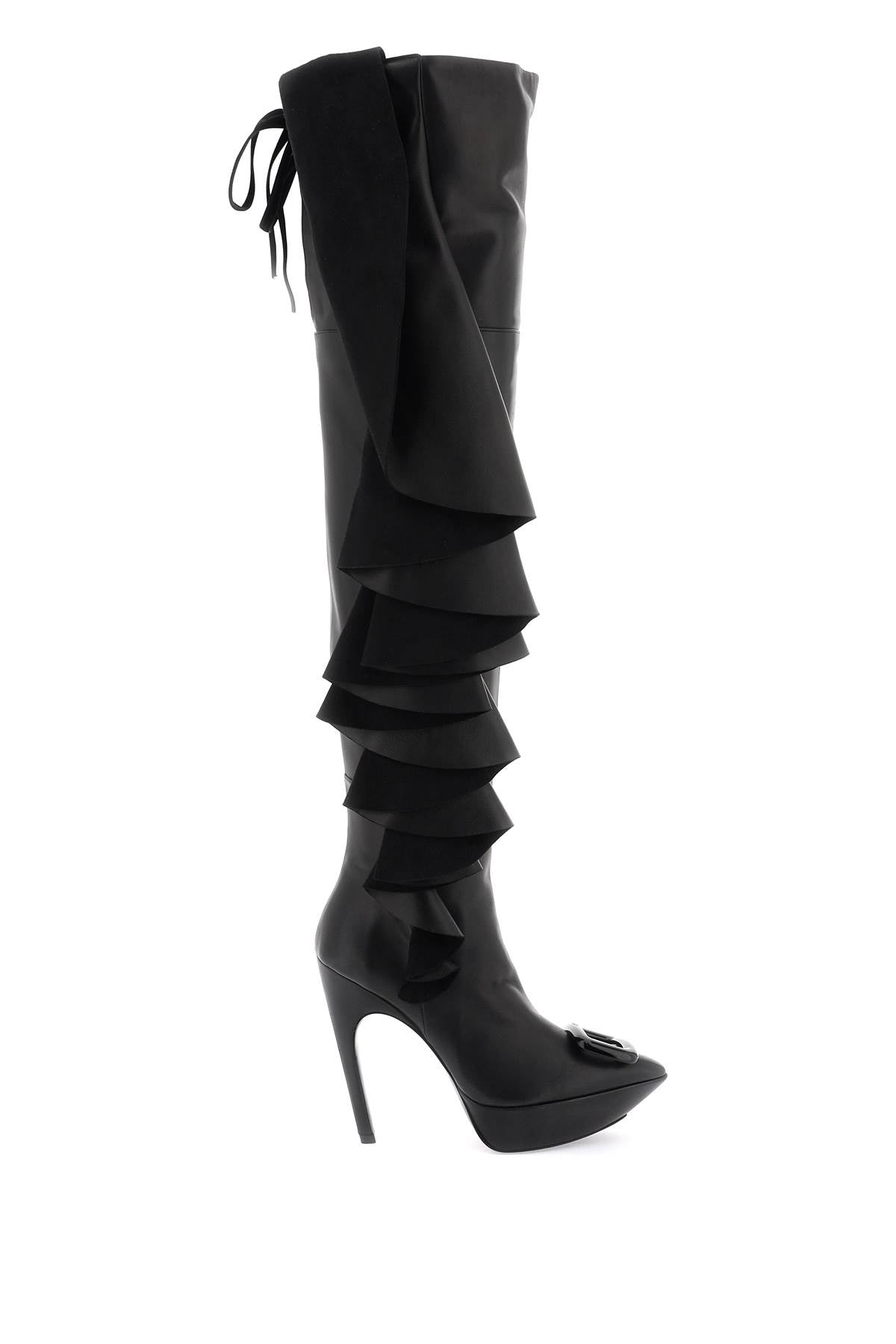 Roger Vivier 'Choc Buckle Boots With Ruffles   Black