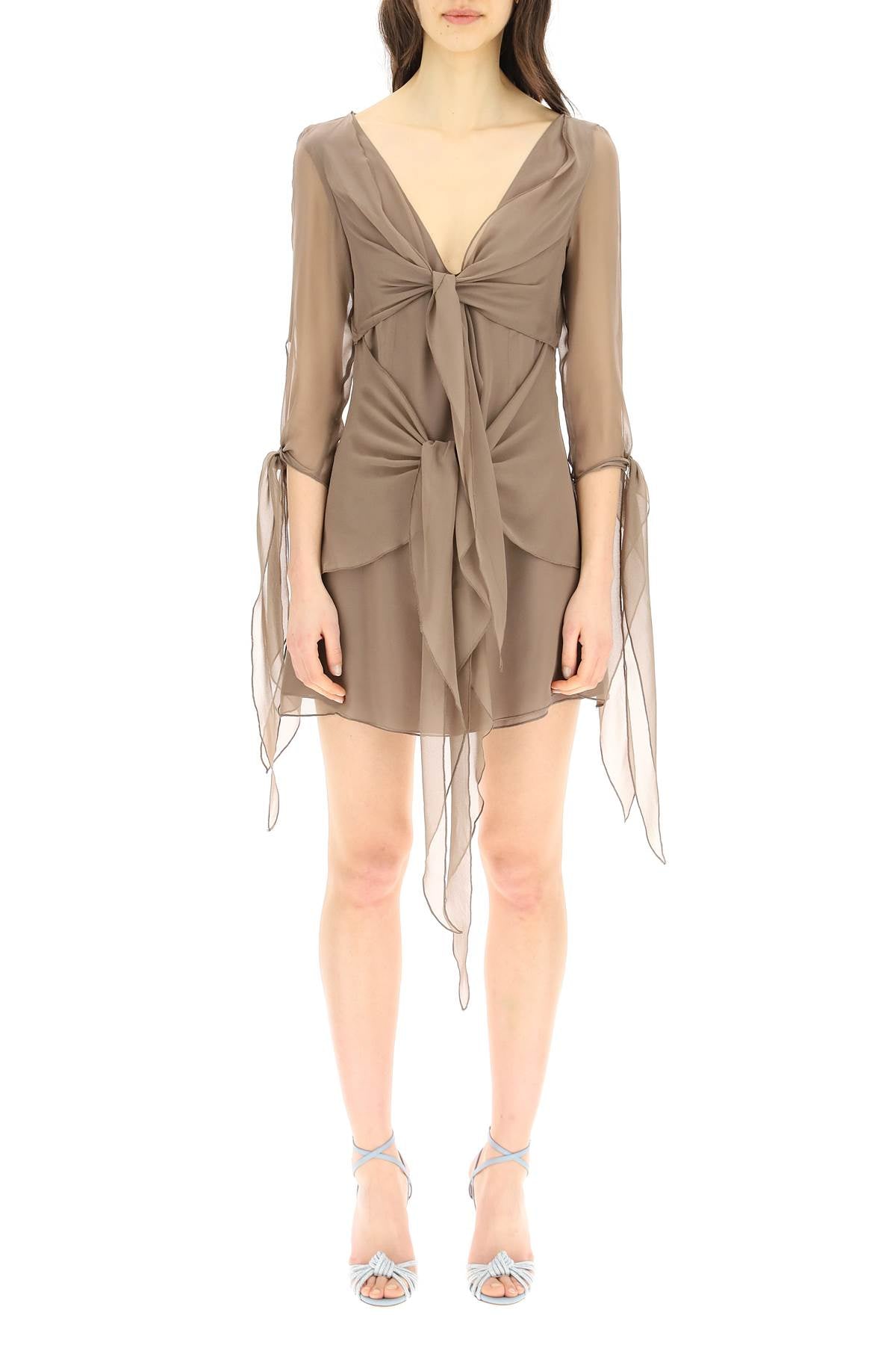 Blumarine Chiffon Mini Dress   Brown