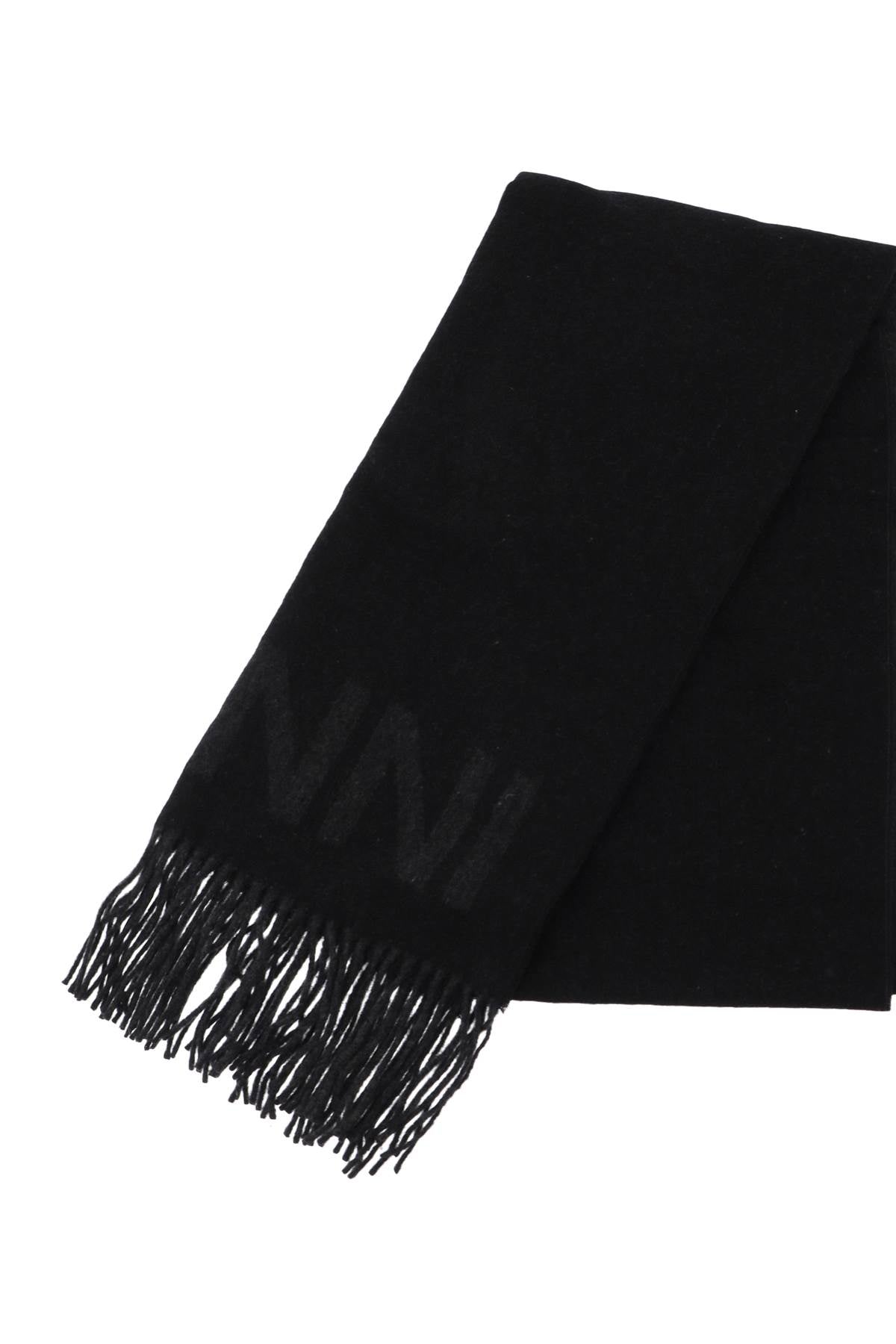 Ganni Logo Lettering Scarf   Black