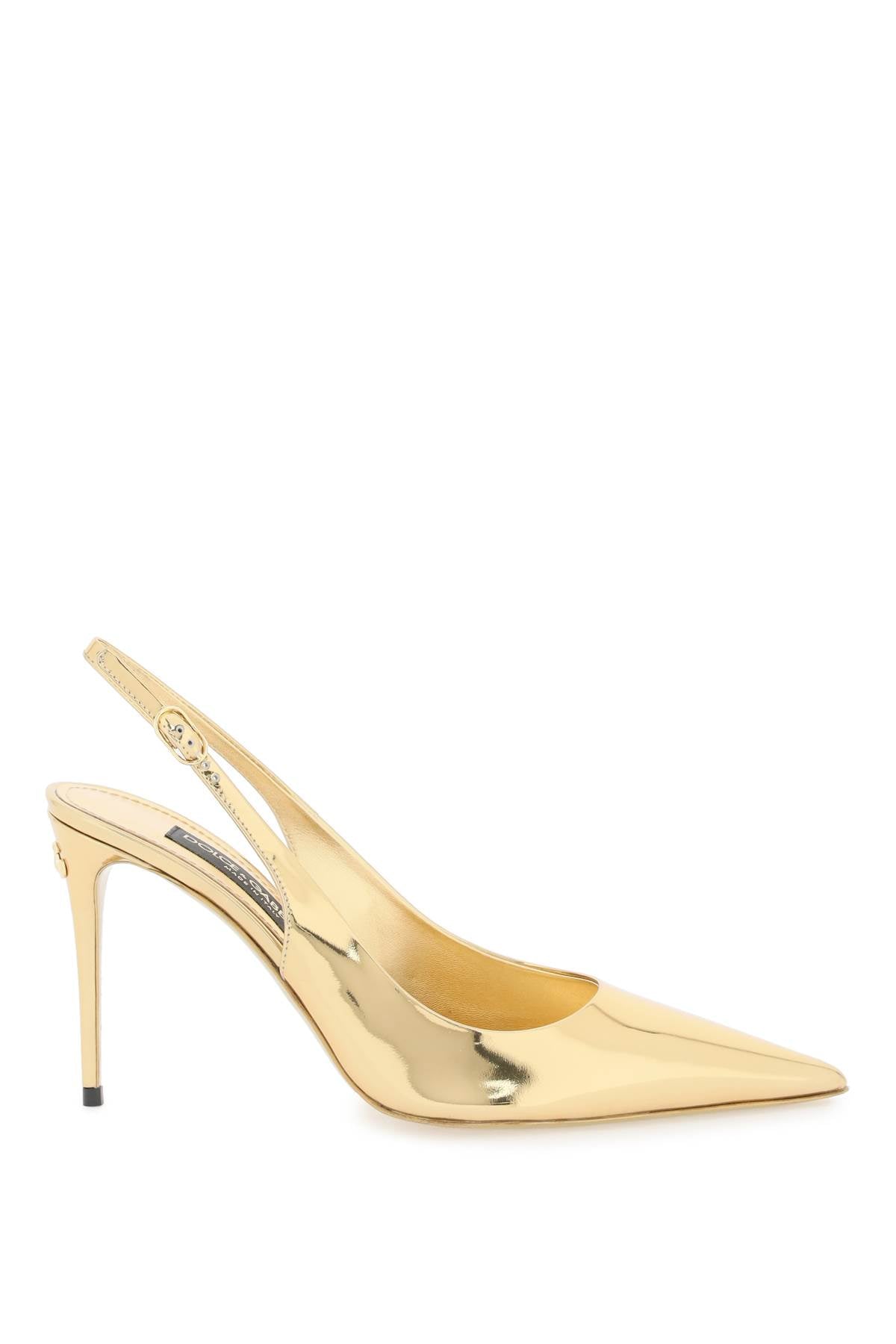 Dolce & Gabbana Laminated Leather Pumps   Gold