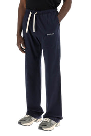 Palm Angels Cotton Gabardine Travel Joggers   Blue