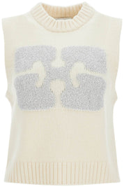 Ganni Monogram Knit Vest For Men   White