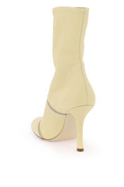 Burberry Leather Peep Ankle Boots   Neutral