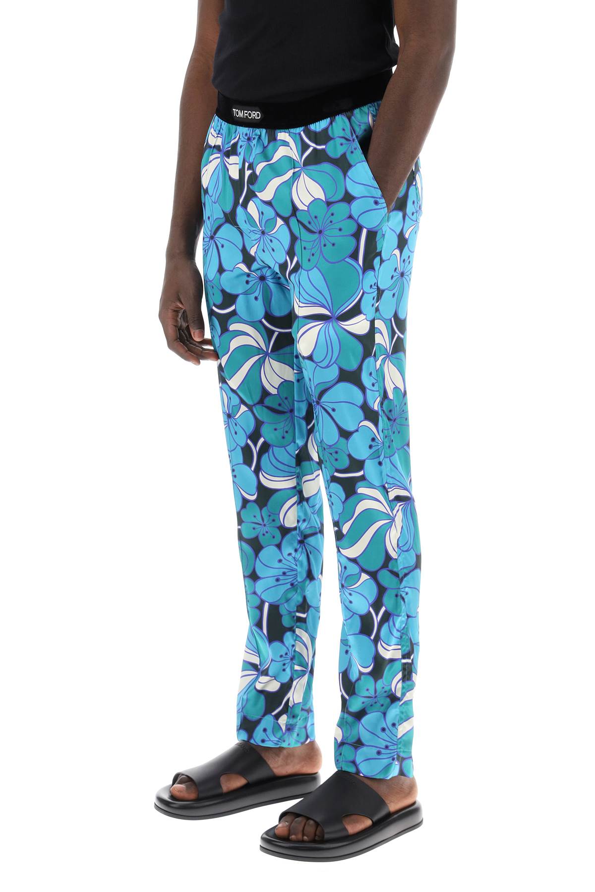 Tom Ford Pajama Pants In Floral Silk   Blue