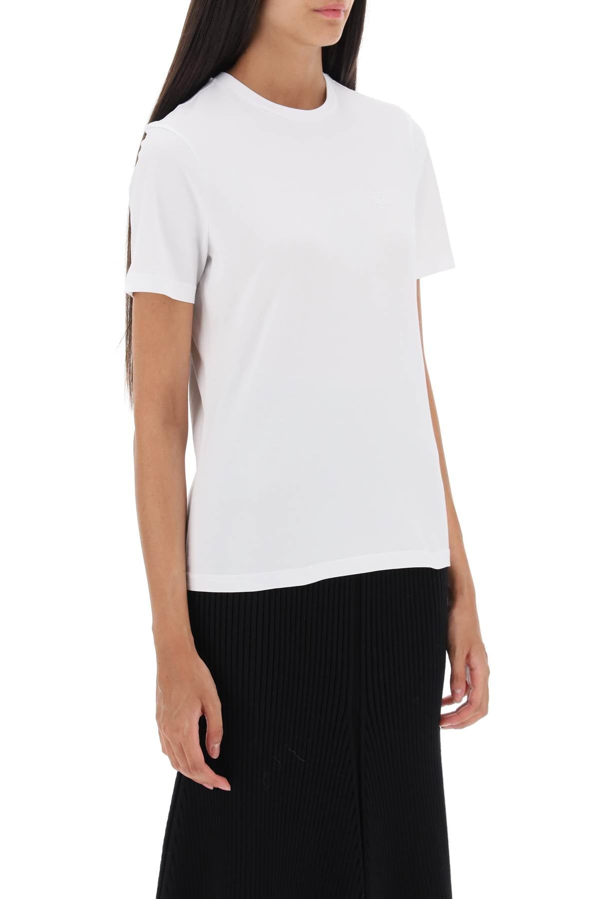 Tory Burch Regular T Shirt With Embroidered Logo   White