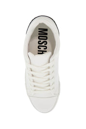 Moschino Leather Sneakers With Rubber Logo Detail.   White