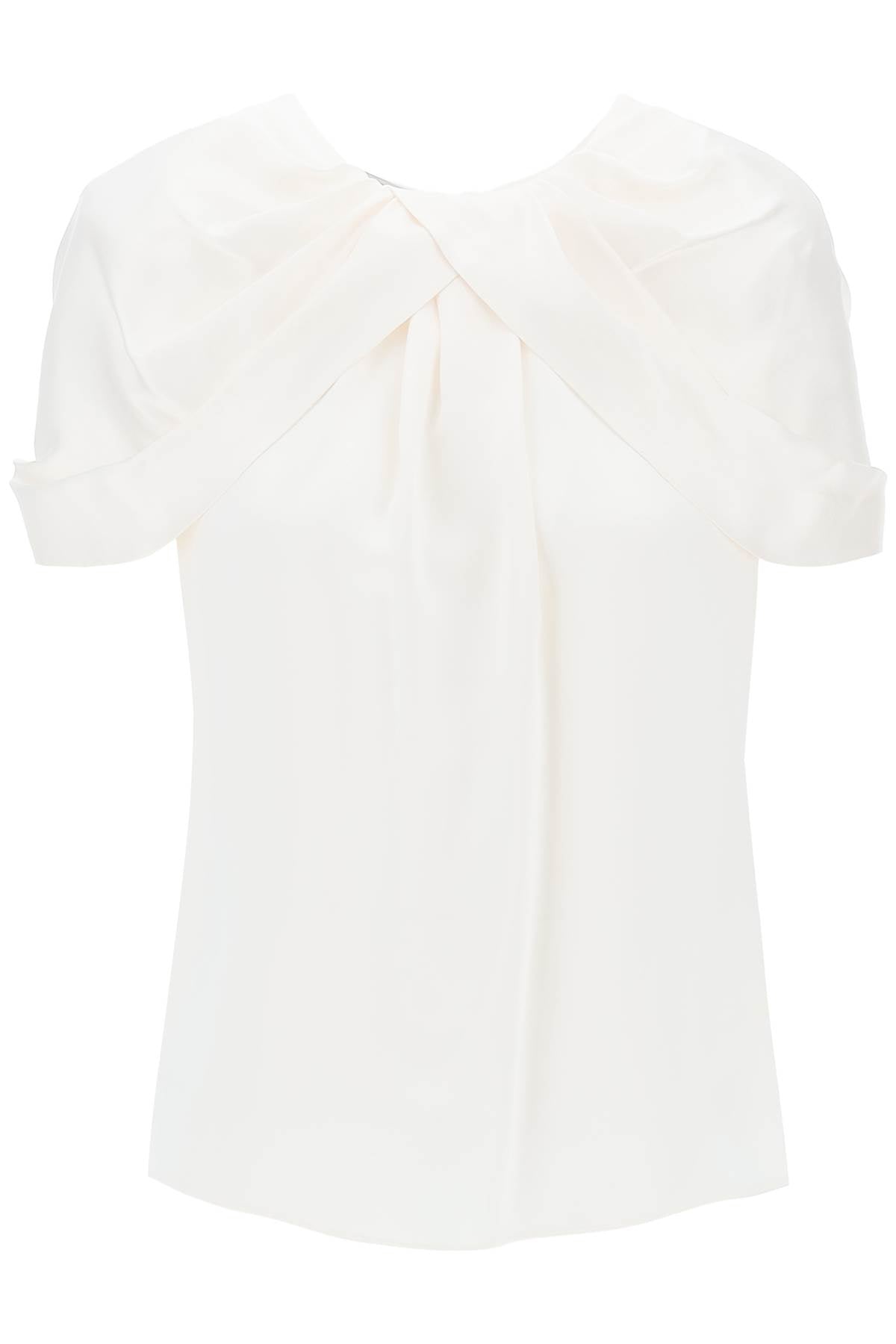 Stella Mc Cartney Satin Blouse With Petal Sleeves   White