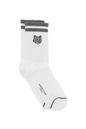 Maison Kitsune Bold Fox Head Socks   White