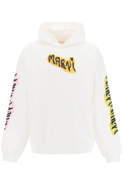 Marni Hoodie With Graffiti Print   White