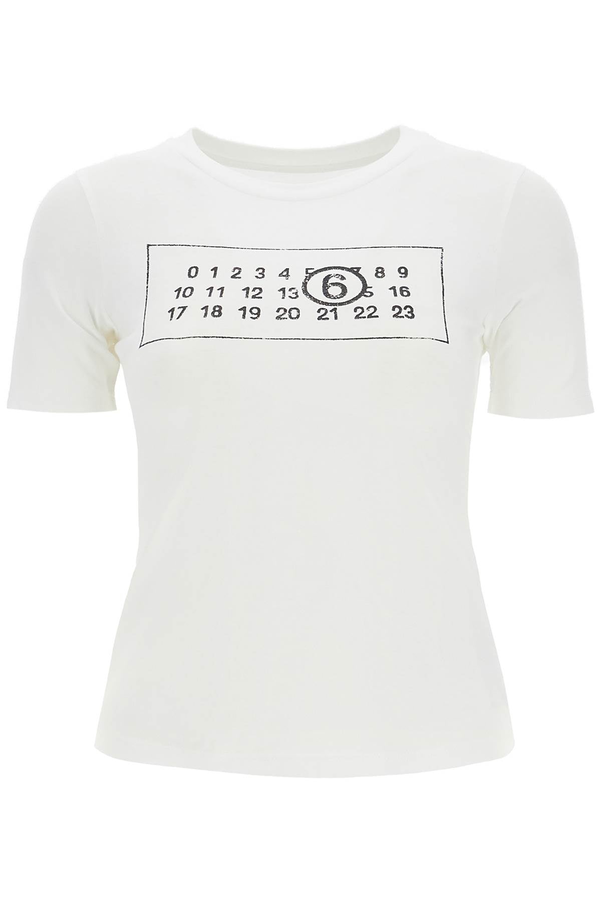 Mm6 Maison Margiela Numeric Logo T Shirt With Seven   White