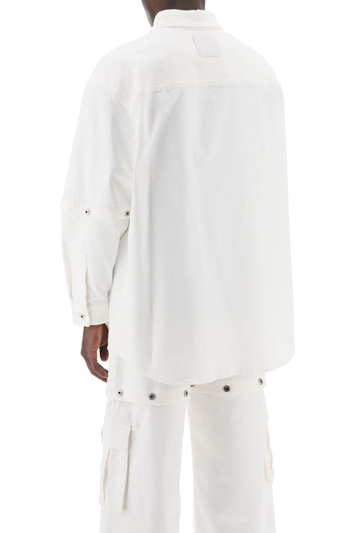 Off White Convertible Overshirt With 90's   White