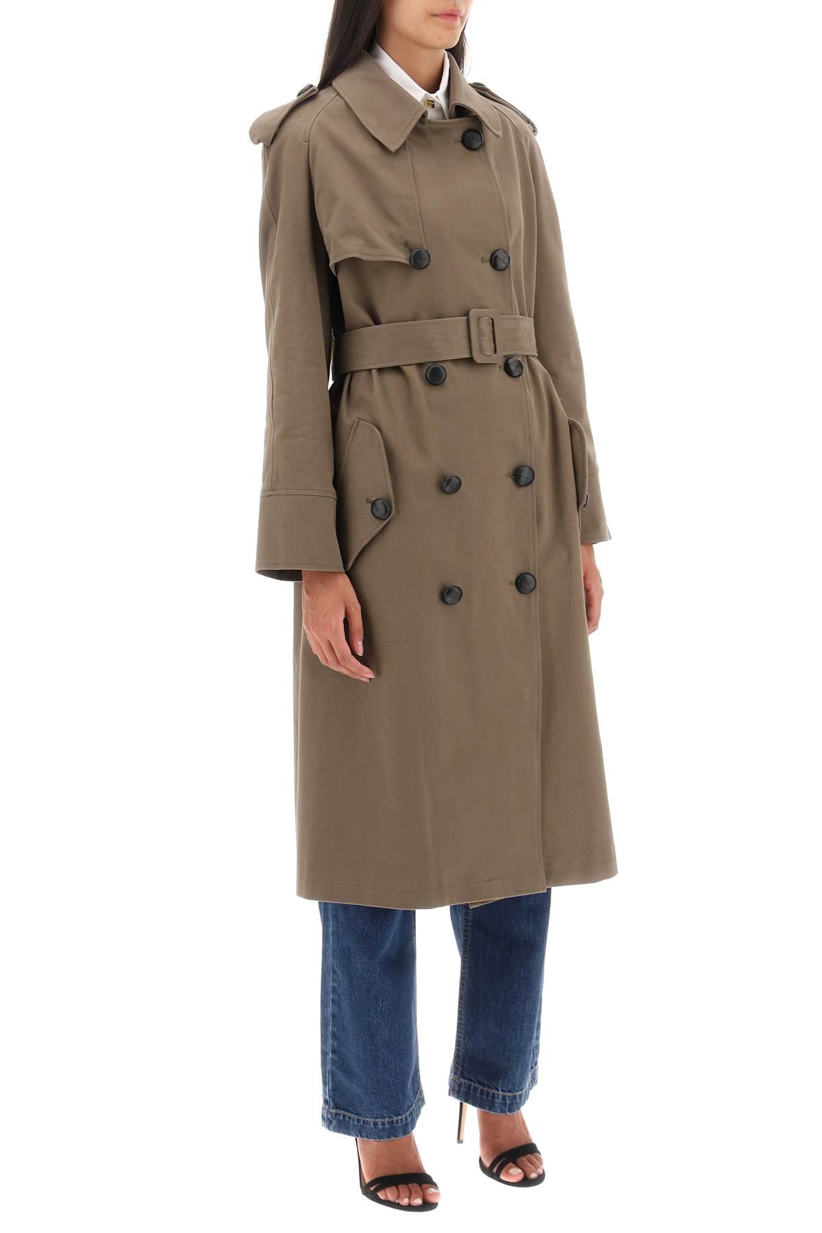 Mvp Wardrobe 'Bigli' Cotton Double Breasted Trench Coat   Khaki