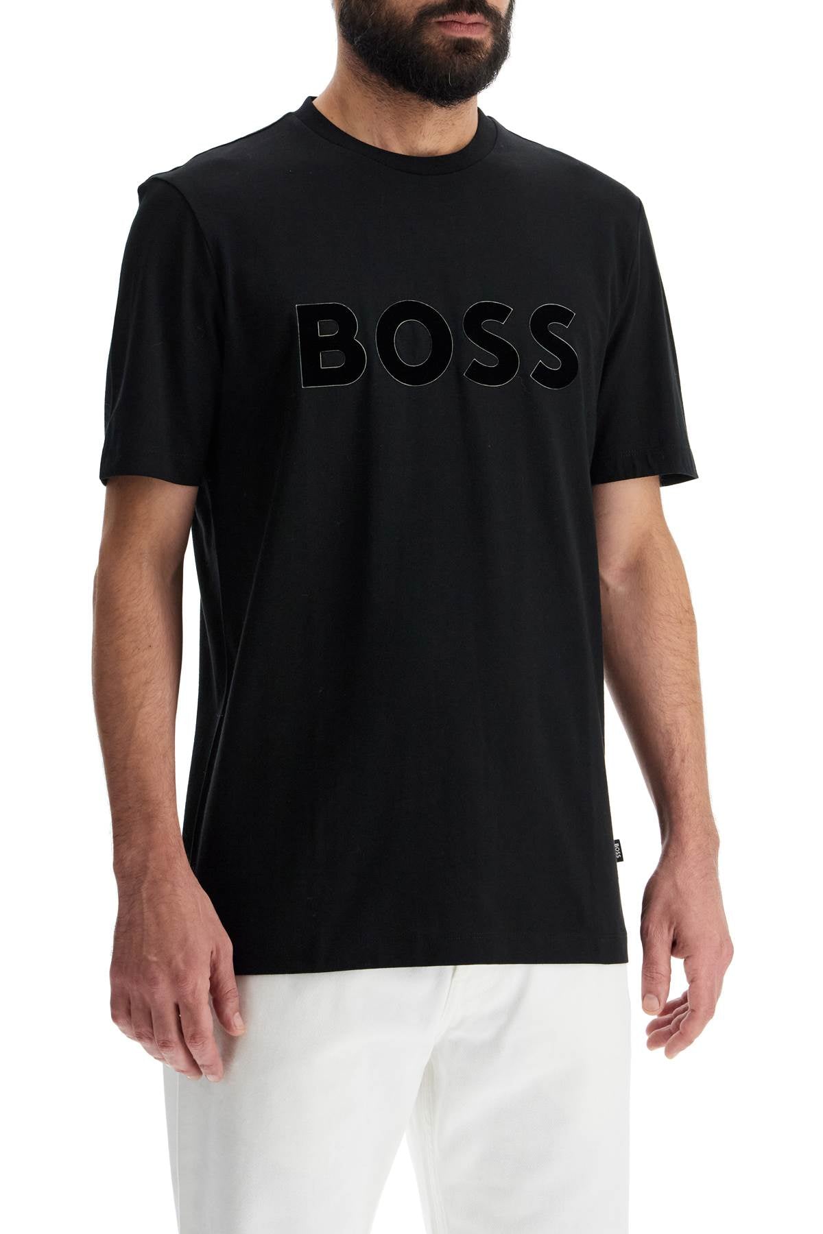 Boss flocked logo t-shirt with