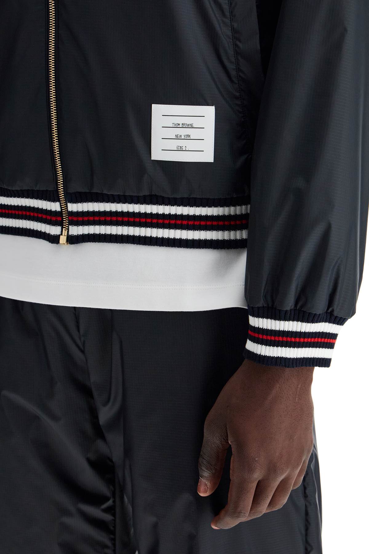 Thom Browne Windbreaker Jacket In Ripstop Fabric   Blue