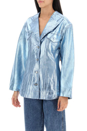 Ganni Foil Denim Jacket   Light Blue