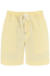 Maison Kitsune Striped Poplin Bermuda Shorts For   Yellow