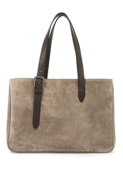 Brunello Cucinelli Suede Shoulder Bag With Seven   Neutral