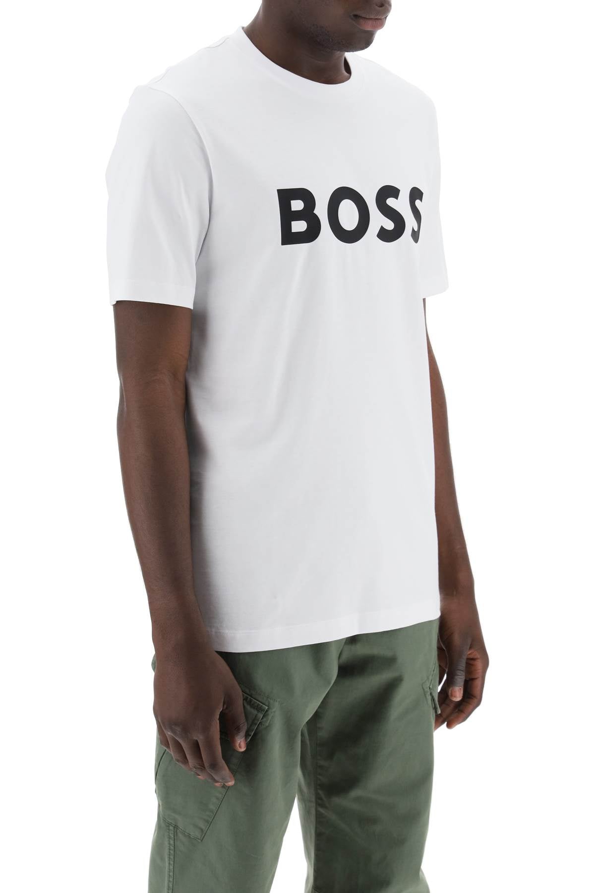 Boss Tiburt 354 Logo Print T Shirt   White