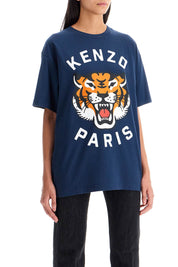 Kenzo Lucky Tiger Crew Neck T Shirt   Blue