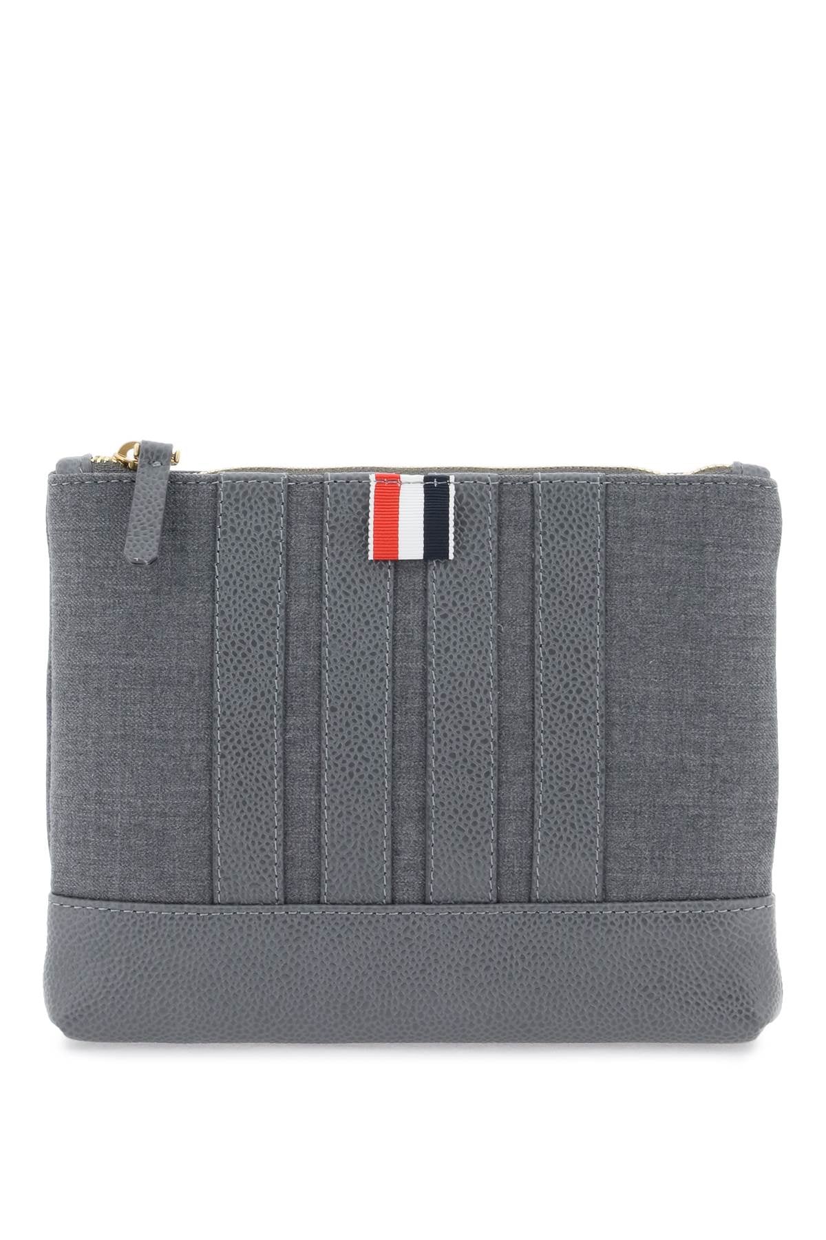 Thom Browne Wool 4 Bar Small Pouch   Grey