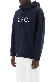 A.P.C. Milo Hoodie With Flocked Logo Print   Blue