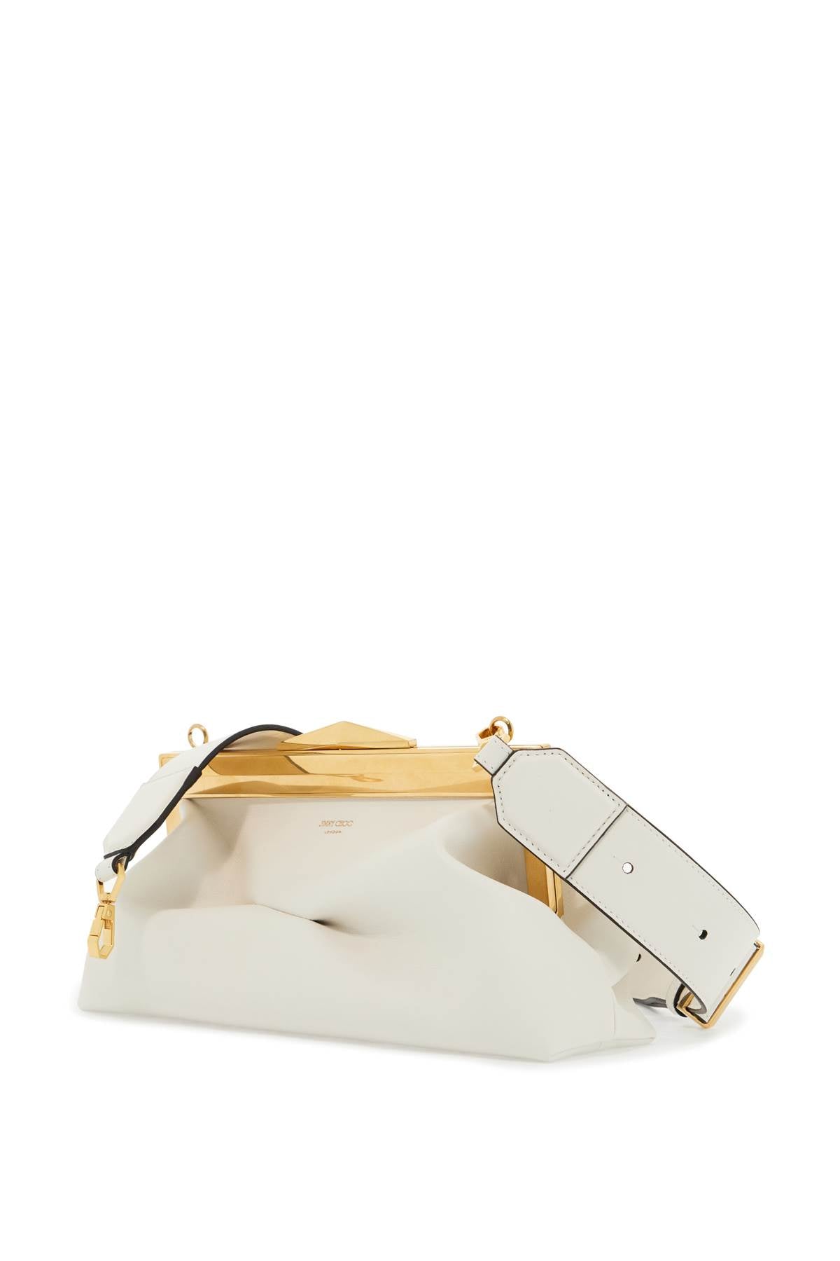 Jimmy Choo Leather Diamond Frame Clutch   White