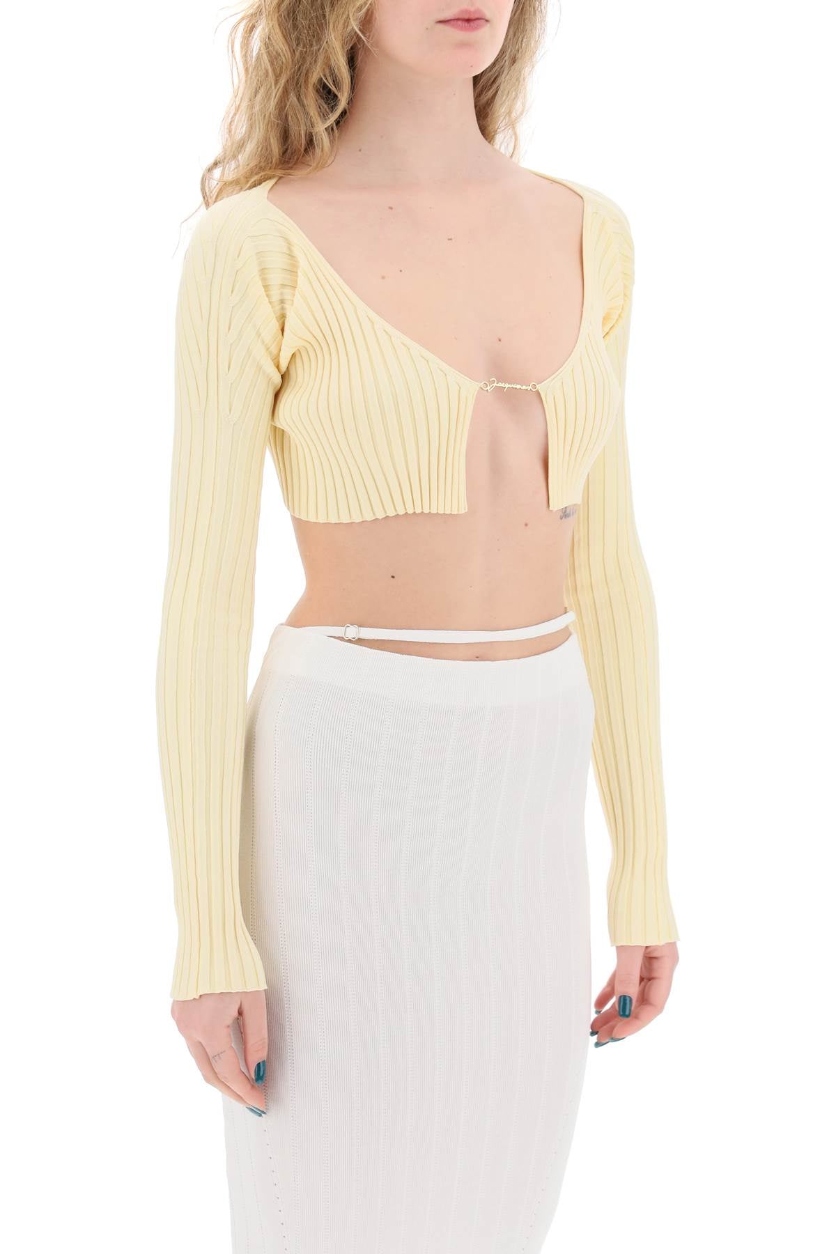 Jacquemus La Maille Pralù Micro Cardigan   Yellow